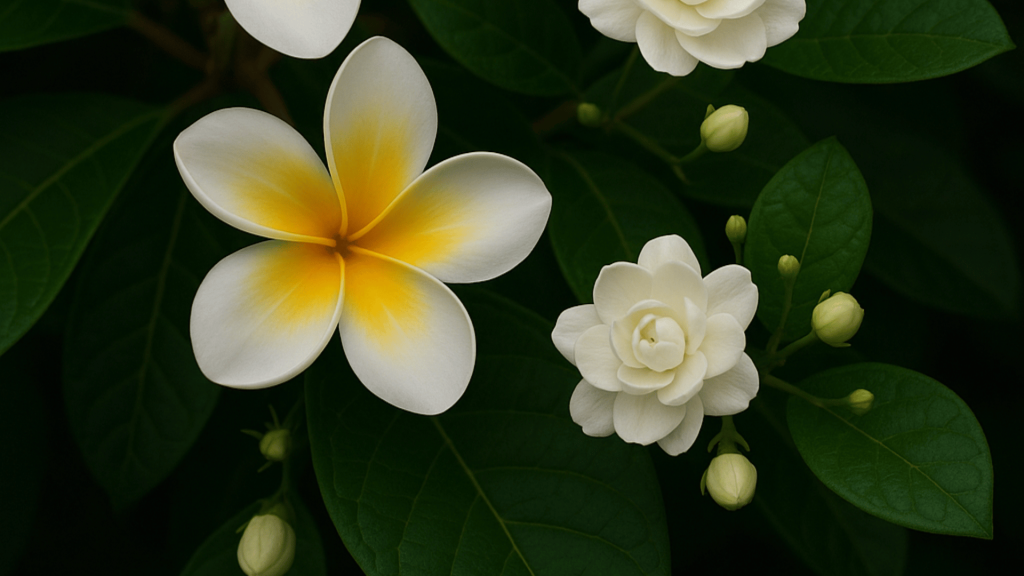 Best Indian Rituals Flowers Name: Guide You To Indian Culture And Tradition 6 Plumeria and Arabian Jasmine